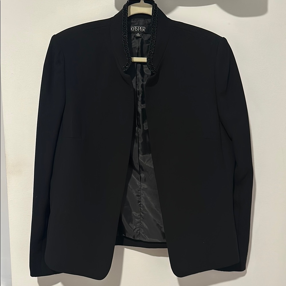 Black Blazer with Beaded Neckline